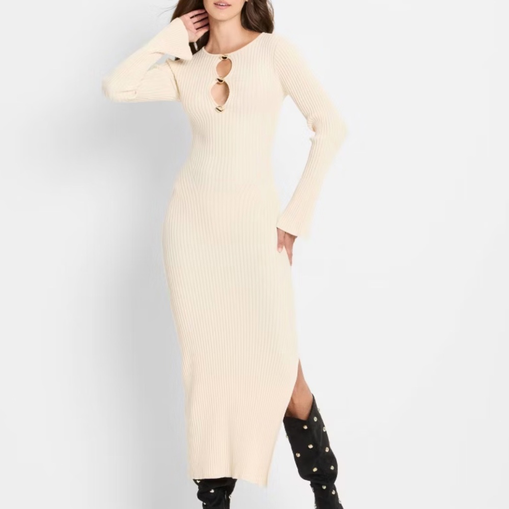 Women's Ribbed Maxi Dress - Future Collective Cream S
